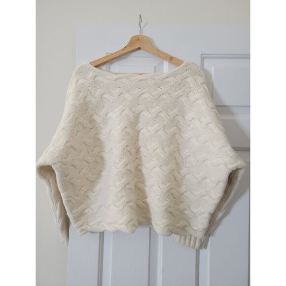 M.M. LAFLEUR Cream Merino Wool Sweater M/L - Picture 4 of 7